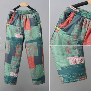 Утепленные брюки из утолщенного хлопка осенне-зимние широкие брюки свободные повседневные женские брюки большого размера M