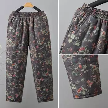 Утепленные брюки из утолщенного хлопка осенне-зимние широкие брюки свободные повседневные женские брюки большого размера M
