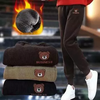 Утепленные брюки с завязками на талии, женские зимние новые прямые теплые брюки с высокой талией, модные спортивные брюки M чёрный