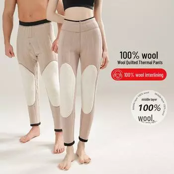 Утепленные брюки унисекс из шерсти и бархата с наколенниками XL чёрный