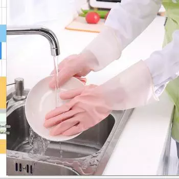 Утепленные флисовой подкладкой зимние перчатки для мытья посуды с защитой от замерзания L (Random Pattern)