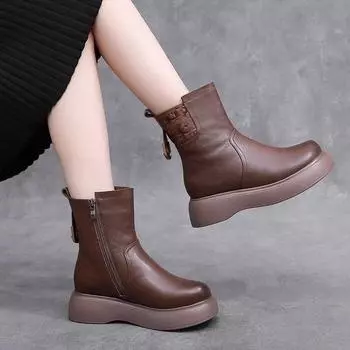 Утепленные короткие хлопковые ботинки на толстой подошве для женщин, зимняя новая обувь из хлопка с начесом, нескользящие теплые зимние ботинки 2024 года 35