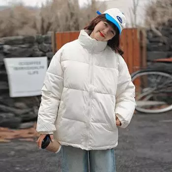 Утепленные куртки на хлопковой подкладке для женщин и мужчин одного фасона, зимние куртки на хлопковой подкладке, трендовые толстые куртки на хлопковой подкладке больших размеров. S бежевый