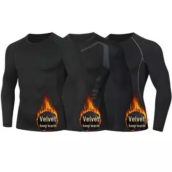 «Утепленные леггинсы с флисовой подкладкой и длинным рукавом для занятий спортом на открытом воздухе и бега осенью/зимой» black line; XL чёрный