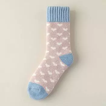 Утепленные носки для женщин для сохранения тепла, осенне-зимние с петлями, флисовые, холодостойкие, свободные, ретро носки для пола 1 pair