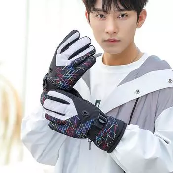 Утепленные водонепроницаемые лыжные перчатки для зимних видов спорта на открытом воздухе, дышащие нескользящие теплые перчатки для катания, мужские флисовые перчатки