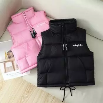 Утепленные жилеты для мальчиков, детская мода, хлопковый жилет, осенние пальто для девочек, детская одежда, однотонный жилет для подростков, куртка 170 чёрный