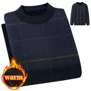 Утепленный и утолщенный зимний вязаный свитер для пап среднего и пожилого возраста, теплый круглый вырез, топы на осень и зиму L