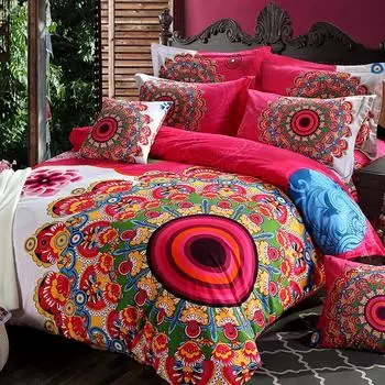 Утепленный комплект домашнего текстиля из четырех предметов с простынями и пододеяльниками с этническим узором 1.5m bed single quilt cov
