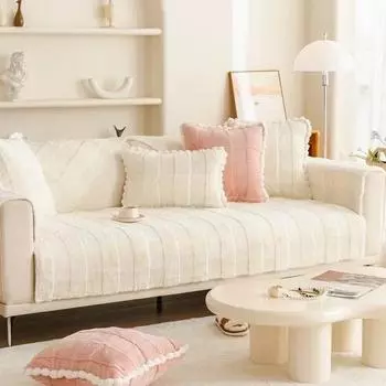 Утепленный плюшевый диван-полотенце, универсальный нескользящий коврик для дивана, зимний теплый мягкий L-образный коврик для дивана, подушка, чехлы для гостиной 70x70cm 1pc A