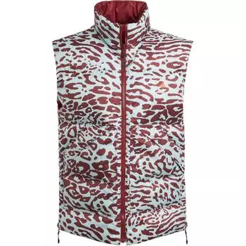 Утепленный жилет Adidas Stella McCartney, двусторонний, с леопардовым принтом, модный двухсторонний спортивный жилет, женский жилет, цвет «паровой зеленый», темно-красный IW3842 2XS