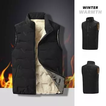 Утепленный жилет мужской зимний теплый мужской жилет воротник-стойка повседневный жилет для мужчин топы L чёрный