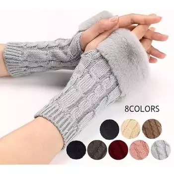 Утеплители для рук, перчатки без пальцев с отверстием для большого пальца, вязаные варежки, зимний подарок, теплые перчатки для женщин 1pcs белый