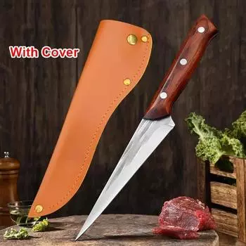 Utility Knife BBQ Slicing Fish Fruit Steak Knife Wooden Handle Hand Forge Boning Butcher Knife Chef Cleaver Kitchen Knives Tool