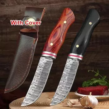 Utility Knife Cleaver Meat Slicing-Knife Damascus Laser Pattern Stainless Steel Kitchen-Knife Wooden Handle Chef Butcher-Knife