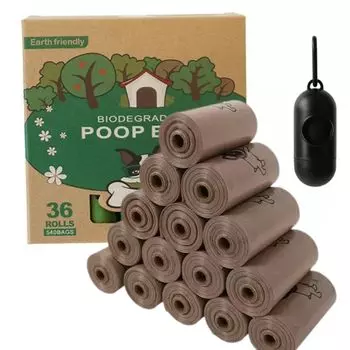 Утилизация фекалий домашних животных с контейнером для выноса и шейным ремнем 540 23 x пакет с ароматом клубники, кофе и лаванды, пакет, зажим, детали, 33 см, аромат, кофейный