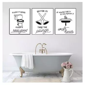 Утиные цитаты, художественная картина на холсте, плакаты на скандинавскую тему и принты, настенные панно для украшения ванной комнаты, туалетная бумага, носки для унитаза 21cm30cm NoFrame