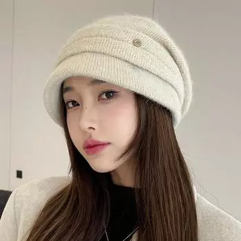 Утиный язык мех кролика женская зимняя защита ушей мягкая тазик теплая вязаная шапка для верховой езды катание на лыжах утеплитель