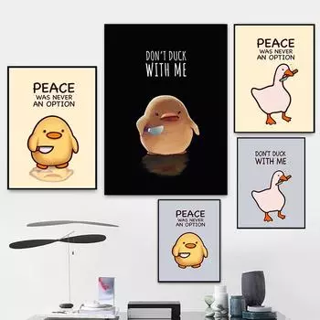 Утка и гусь Креативная мода Настенная живопись Современные холсты и печать Забавные фрески с животными Украшение гостиной Дом 21*30cm No Frame