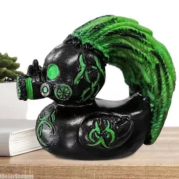 Утка-рокер, креативная статуэтка утки из смолы, скульптура утки, мультяшная крутая настольная фигурка животного, предметы ужасов для коллекционирования для домашнего декора зелёный