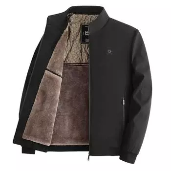 Утолщенная бархатная куртка для мужчин среднего и пожилого возраста, зимняя новая деловая повседневная мужская теплая и свободная куртка для папы для мужчин M чёрный