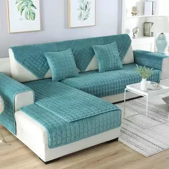 Утолщенная бархатная подушка для дивана, универсальная плюшевая Нескользящая крышка для дивана для гостиной, теплая фланелевая спинка дивана, полотенце, наволочка 70x70cm 1pc винный