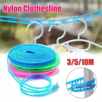 Утолщенная бельевая веревка противоскользящая ветрозащитная веревка для подвешивания одежды портативные принадлежности для стирки дома аксессуары для кемпинга случайный цвет 3M&1 roll синий