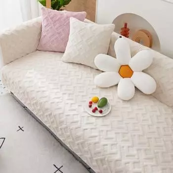 Утолщенная диванная подушка, зимние подушки из молочного волокна, чехол для подушки, полотенце, плюшевый чехол для дивана, простой нескользящий 70*70cm