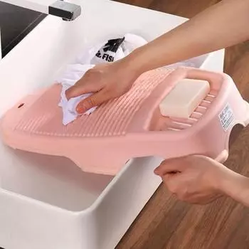 Утолщенная доска для стирки Пластиковая грязная одежда Стиральная доска Инструмент для чистки одежды Стиральная доска для путешествий S серый