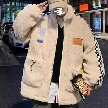 Утолщенная двусторонняя шерстяная куртка с флисовой подкладкой для мужчин, осень-зима, новое модное спортивное пальто, теплые толстовки с капюшоном для пары S бежевый