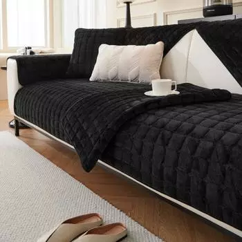 Утолщенная фланелевая подушка для дивана, простая клетчатая бархатная плюшевая нескользящая подушка, кожаный пылезащитный чехол для дивана в гостиной, полотенце для подлокотника 70x70cm 1pcs