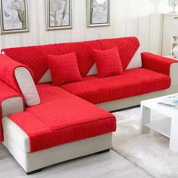 Утолщенная фланелевая подушка для дивана, универсальная однотонная плюшевая нескользящая крышка для дивана для гостиной, теплое дышащее полотенце для спинки дивана 70x70cm 1pcs винный