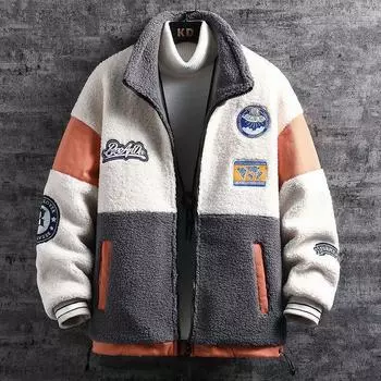 Утолщенная флисовая куртка для мужчин, повседневная зимняя свободная толстовка, молодежная модная мужская верхняя одежда M серый