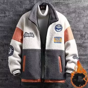 Утолщенная флисовая подкладка куртка мужская повседневная зимняя свободная толстовка молодежная модная трендовая верхняя одежда XXXL