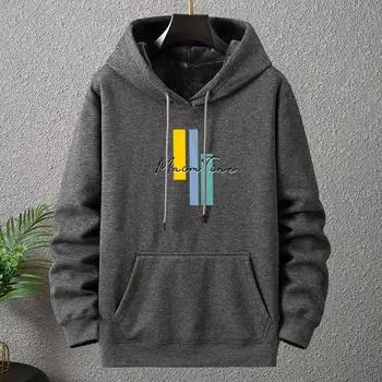 Утолщенная флисовая толстовка с капюшоном, свободная мужская одежда, удобные зимние толстовки с принтом для мужчин L красный