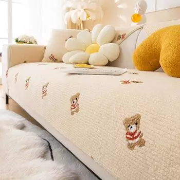 Утолщенная флисовая зимняя подушка для дивана, зимняя новая простая современная подушка для сиденья медведя, нескользящий чехол для дивана, полотенце 70*70cm