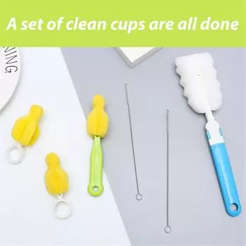 Утолщенная губка для чистки, складная щетка для чашек, удобная высококачественная щетка для бутылок с длинной ручкой из полипропилена, бытовые чистящие средства