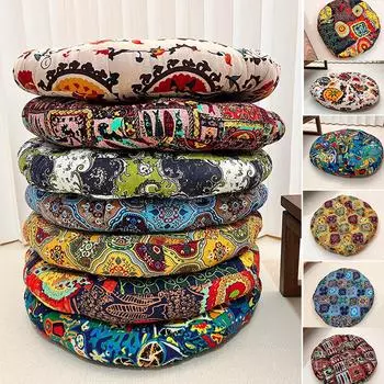 Утолщенная хлопковая льняная ткань, напольная подушка, домашний футон, татами, большая круглая подушка, утолщенная мягкая квадратная подушка для офисного кресла 55x55x8cm