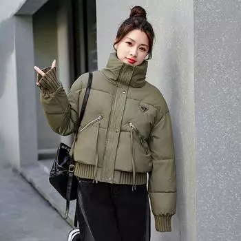 Утолщенная хлопковая одежда Новая зимняя одежда с воротником-стойкой Короткая куртка M чёрный