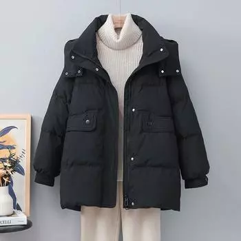 Утолщенная хлопковая одежда женская 2024 новая средняя и длинная Xiangyun свободное и тонкое толстое зимнее пальто модный белый M [Recommended 80-50kg] белый