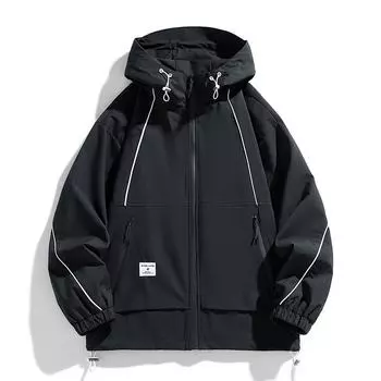 Утолщенная и увеличенная куртка с капюшоном для активного отдыха в горах для толстяков, свободная мужская водонепроницаемая куртка для мужчин M