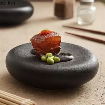 Утолщенная керамическая обеденная тарелка Поднос для закусок Блюдо для димсамов Десертная тарелка Тарелки для суши Блюдо для сашими Фруктовая чаша Дегустационные тарелки Тарелки