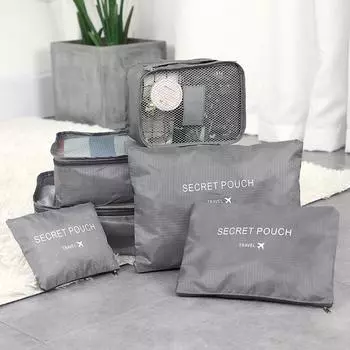 Утолщенная косметичка для путешествий, новая многофункциональная косметичка из твиловой ткани, водонепроницаемая портативная сумка для хранения багажа большой емкости 6 pcs синий