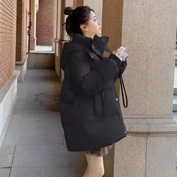 Утолщенная куртка для женщин, свободное и теплое нежное короткое хлопковое пальто S