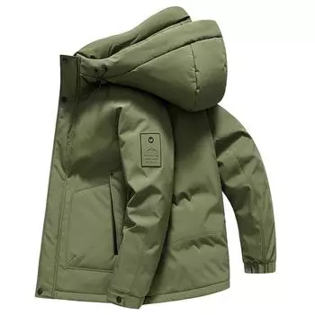 Утолщенная куртка-пуховик для мужчин, новая зимняя домашняя одежда, водонепроницаемая мужская куртка с капюшоном, наружный пуховый теплый топ, мужская одежда M чёрный