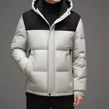 Утолщенная куртка-пуховик, мужская зимняя одежда, новая контрастная цветная куртка-пуховик, устойчивая к холоду, теплая повседневная куртка-пуховик M белый