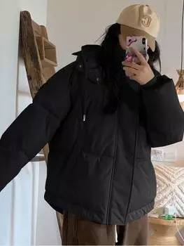 Утолщенная куртка-пуховик с капюшоном, хлопковая куртка, зимняя женская 2024, женская новая куртка с хлопковой подкладкой, зимнее пальто, куртка с хлопковой подкладкой S белый
