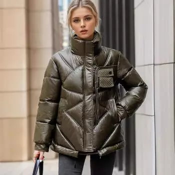 Утолщенная куртка с хлопковой подкладкой 2024 года, новая женская одежда корейской версии, свободная короткая женская куртка с хлопковой подкладкой, куртка с хлопковой подкладкой M белый