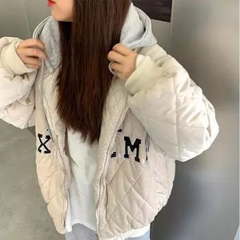 Утолщенная куртка с капюшоном, женская осенне-зимняя ложная куртка из двух частей, удобная теплая куртка, повседневная куртка-кардиган на сотне молний S белый