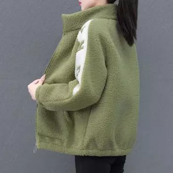 Утолщенная куртка теплая мода 2024 новая станция овечья шерсть женская зернистая бархатная зимняя свободная куртка прилив M красный